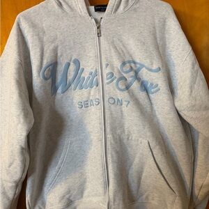 White Fox Boutique Light Gray Zip-Up Hoodie
